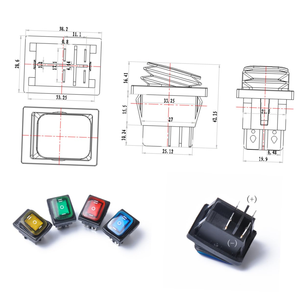 KICHOUSE 12V Boat Rocker Switch Pin Latching Toggle with for Automobiles and Use and