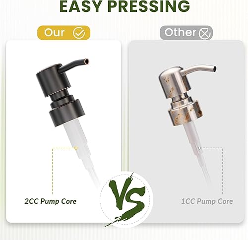 Vista 54 de AmazerBath Dispensador de jabón de vidrio ámbar, paquete de 2 botellas vintage marrón con bomba de acero inoxidable, botella dispensadora de jabón