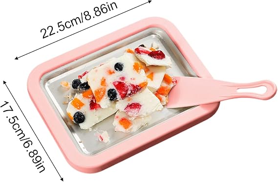 Rolled Ice Cream Machine Homemade Yogurt Tray Machine | with 2 Spatulas Yogurt Maker for Adults Home Party Family Gathering Outdoor Holiday Cooking