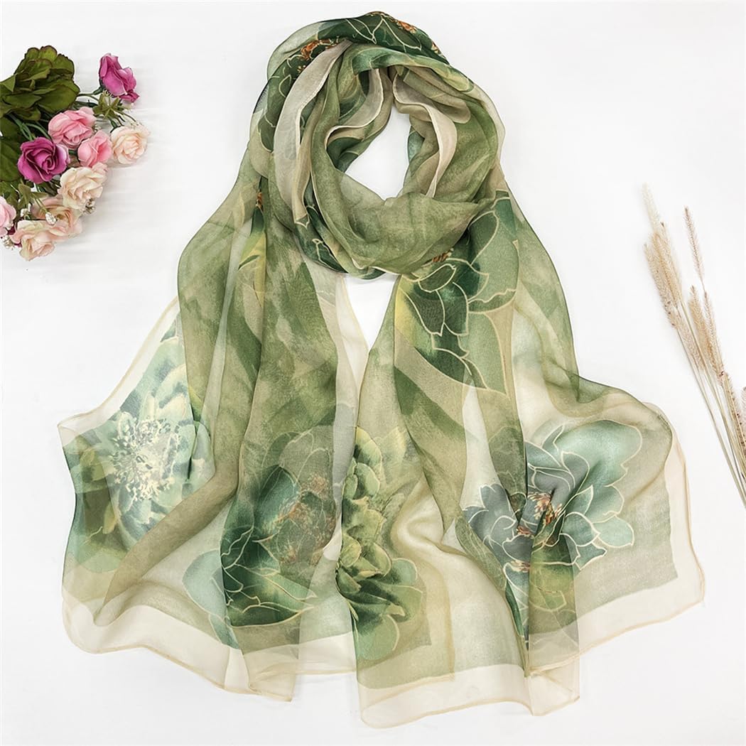 MINIDORA Lightweight Scarves for Women Elegant Floral Pattern Scarf Shawls Sunscreen Head Shawls