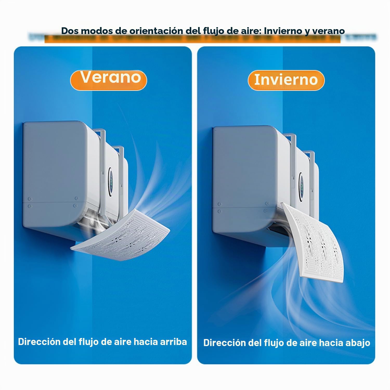 Deflector Aire Acondicionado Portátil Universal - Guía de Aire ajustable, 2 Modos (Verano/Invierno), Instalación Sin Taladrar, Antigoteo - Aire Acondicionado Escudo de Viento para Casa/Oficina