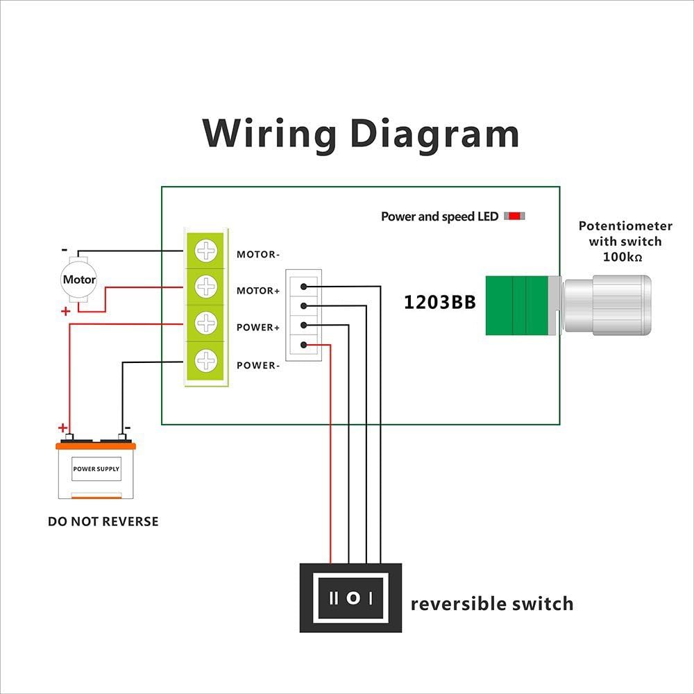 RioRand 6V 12V 24V 28V 3A 80W DC Motor Speed Controller PWM Speed Adjustable Reversible Switch 1203BB DC Motor Driver Reversing