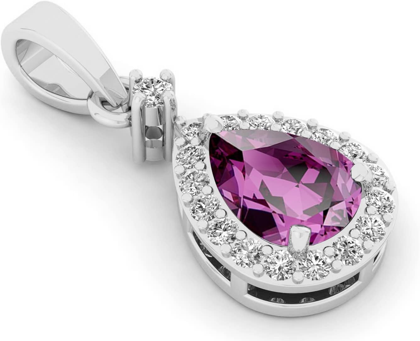 Natural 4.20 Carat Certified Original Birthstone Amethyst Stone 925 Sterling Silver Beautiful Pendant Pear Shape Pendant/Gift Her pendant for Wedding/engagement - Image 5