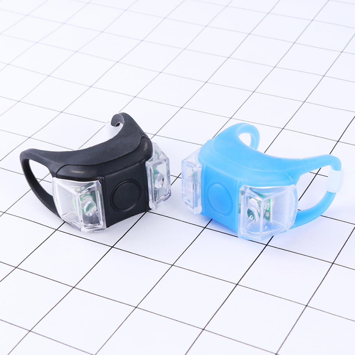 Mikikit 2Pcs LED Bike Rear Light Silicone Tail Lamp for Cycling Safety Easy Installation Bright Light Modes for Mountain and Road Biking Blue