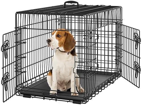 Yaheetech Jaula para Perros 90x56x63cm Doble Puerta con Separador Negro