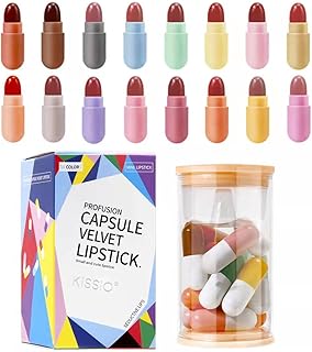 KISSIO Mini Lipstick Set,16PCS Matte Lipstick 16 Colors,Pill Lipstick,Velvety Waterproof Long Lasting Capsule lipstick,Mat...