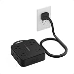 TESSAN Flat Plug Power Bar, 5 Ft Extension Cord Indoor, Gray | 8 Multi Outlets and 3 USB (1 USB C), Surge Protector Power Strip, Wall Mount Charging Station for Home Office Dorm