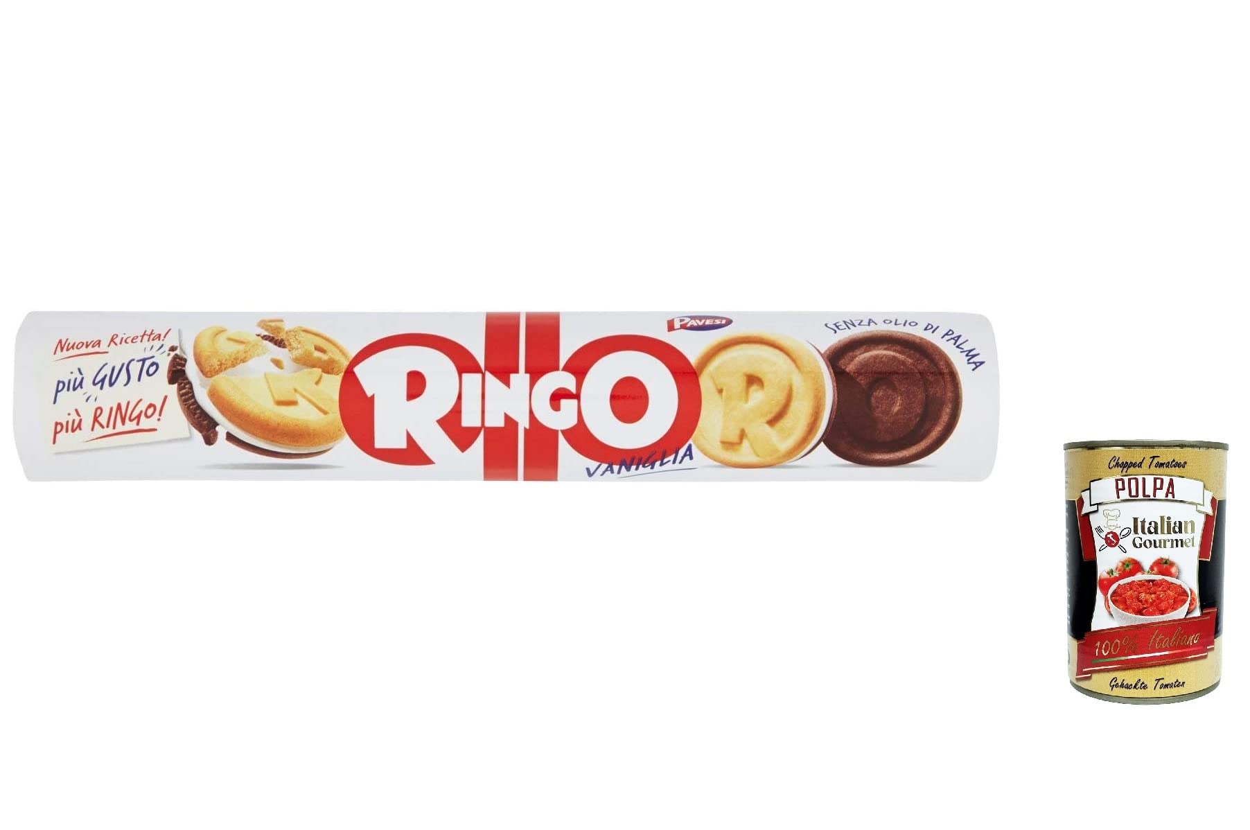 24 galletas Pavesi Ringo con vainilla, 165 g, galletas italianas con bocadillos y polpa italiano, 400 g