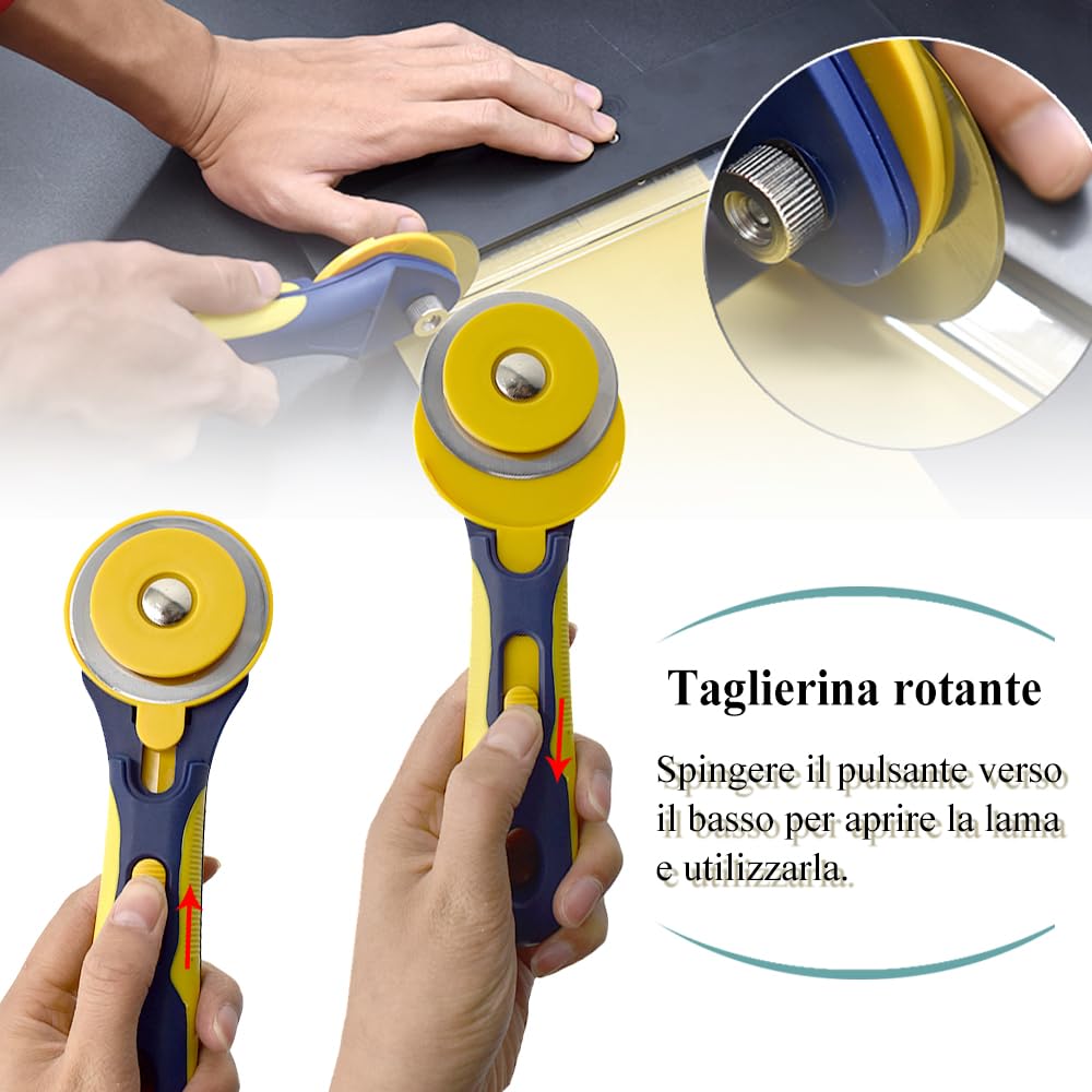 Set Taglio Elastici Fionda - Taglierina Rotativa, Tappetino da Taglio, Righello, Pinze Emostatiche, Strumento Taglio Elastici Fai-da-Te con Tappetino Auto-Riparante per l'Artigianato