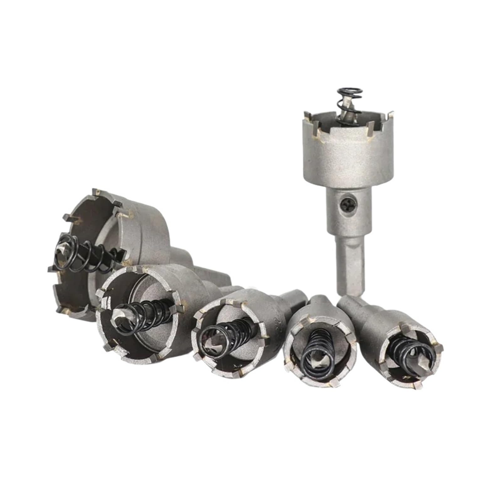 Set di 10 punte for seghe a tazza da 16-50 mm con punta in carburo for legno/metallo con anima in TCT