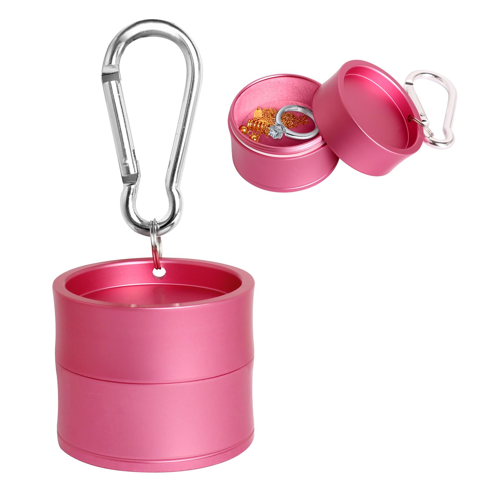 KONIDUN Mini Travel Ring Holder Keychain, Portable Jewelry Holder Keychain with Protective Sponge, Small Necklace Earrings Case for Gym Sports Bag