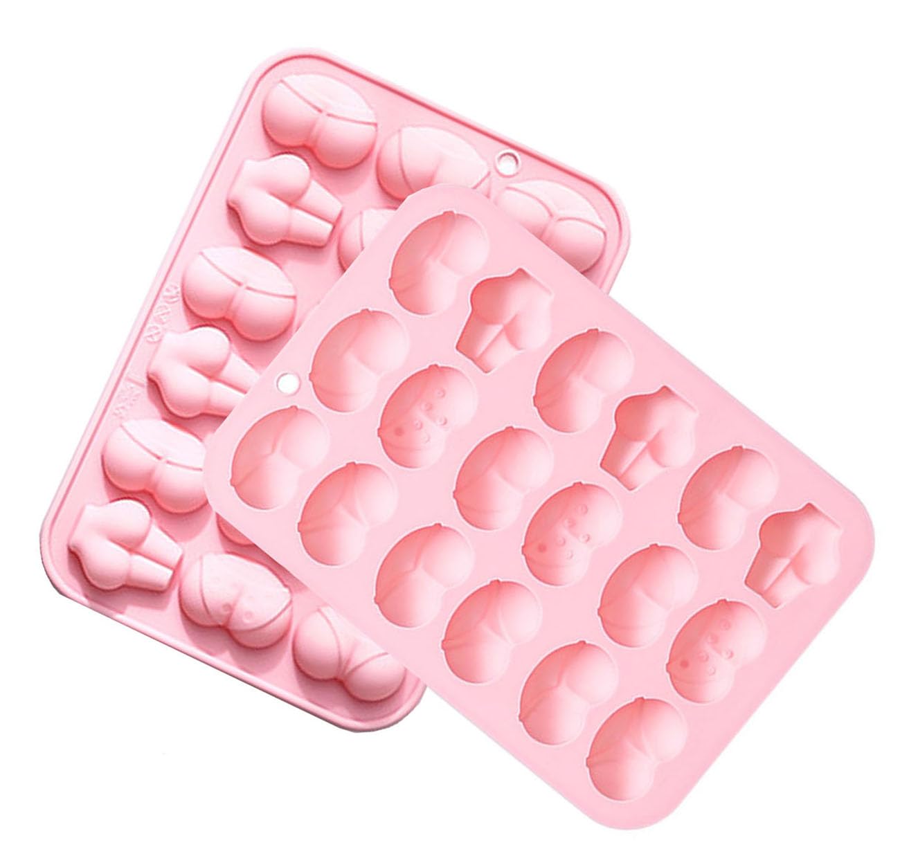 Juego de 2 moldes de silicona con forma divertida para cumpleaños, para una sola fiesta, hecho a mano, para mousse, chocolate, fondant, jabón, pastel, cubitos de hielo, kit de moldes novedosos para