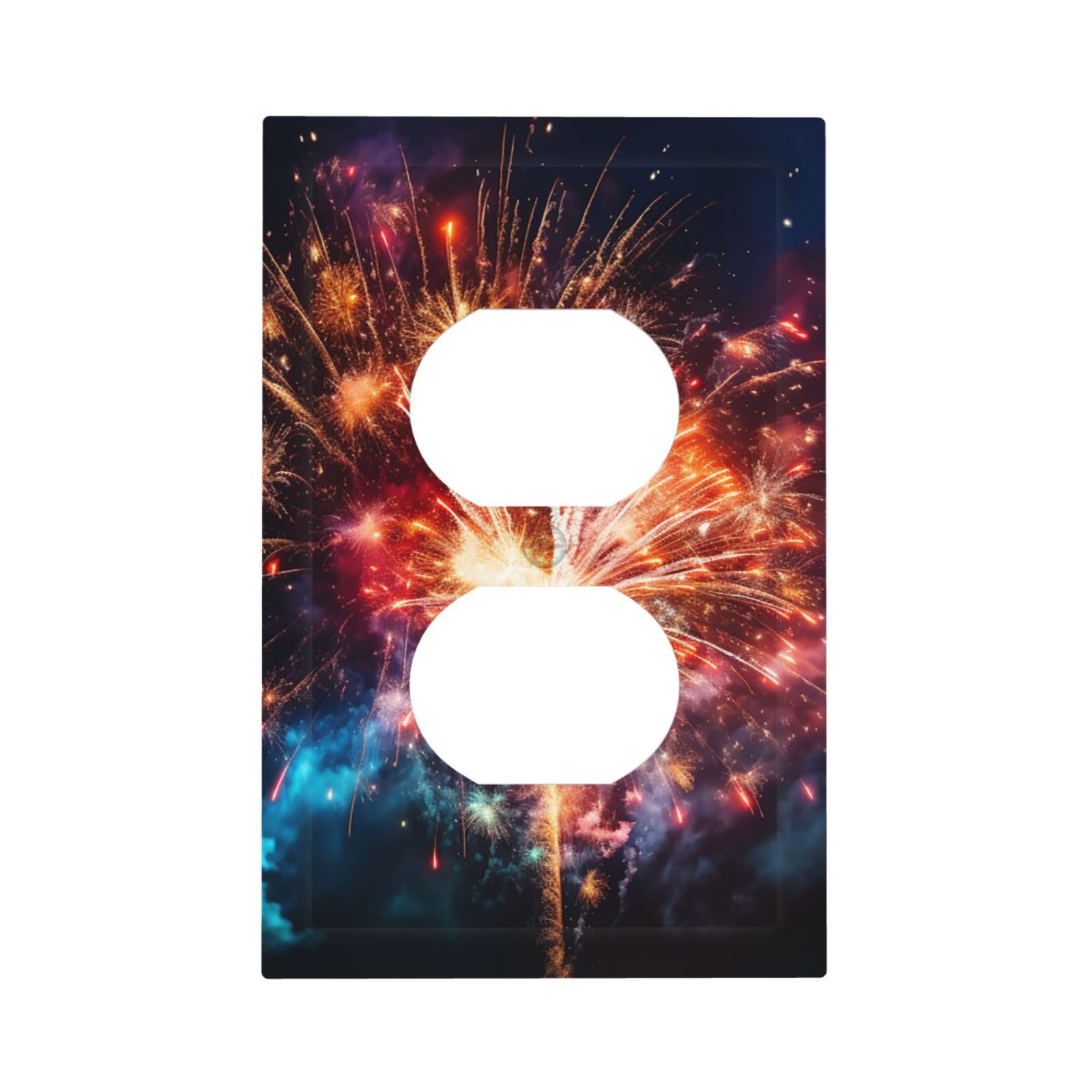 1-Gang Decorator Wall Plate Explosion Firework Light Switch Cover Single Gang Receptacle Outlet Wall Plate Mid Size 5" x 3" Wallplate Unbreakable Polycarbonate Outlet Faceplates Covers