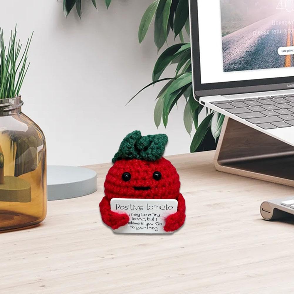 TANCUDER Lot De 2 Mini Poupées Positives Tomate & Ananas – Poupée Laine Tricotée Main Avec Carte Encouragement, Cadeau Mignon Réconfortant