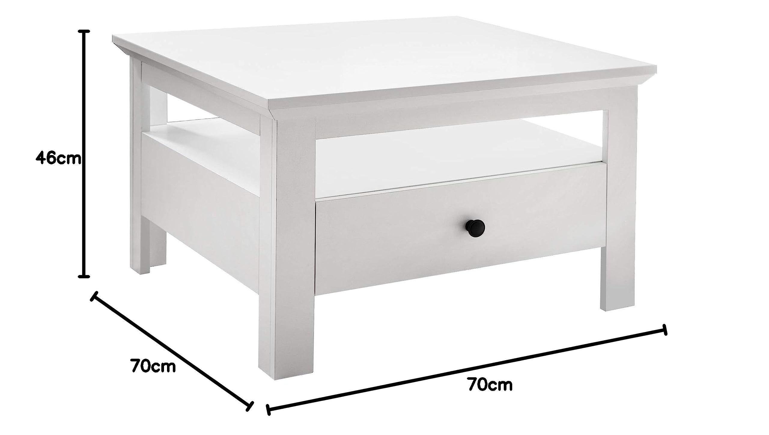 trendteam smart living - Universal - Couchtisch - Weiß Matt - Wohnzimmertisch mit Vollauszug Schublade - (BxHxT) 110 x 47 x 65 cm - Sofatisch mit zusätzlicher großer Ablagefläche
