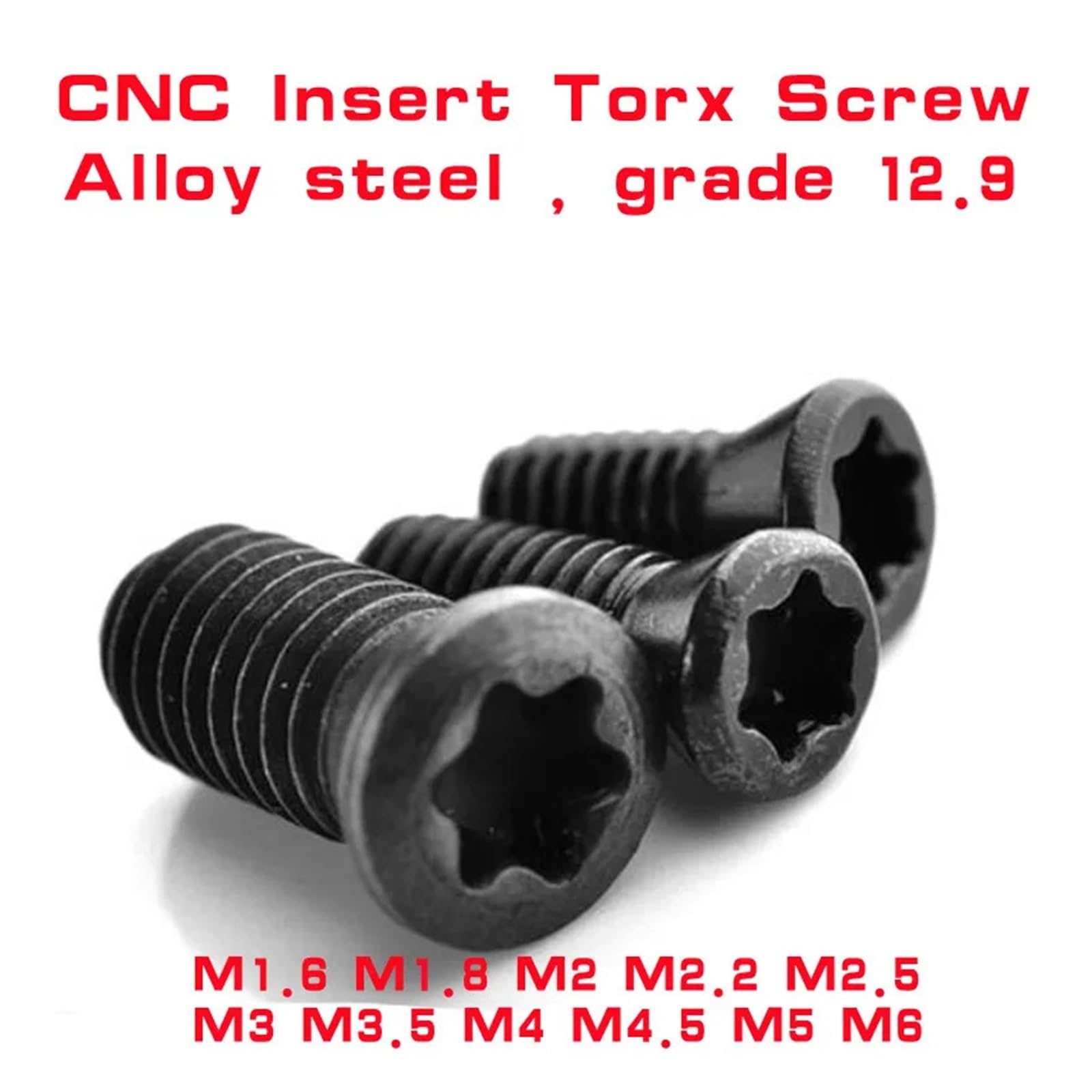 50 Stück CNC-Einsatz-Torx-Schraube aus legiertem Stahl der Güteklasse 12,9 M1,6 M1,8 M2 m2,2 M2,5 M3 M4 M4,5 M5 m6 for Ersetzen von Hartmetalleinsätzen(M4x8)