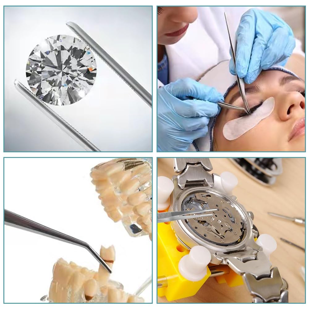 1 Pcs 6.3-Inch Stainless Steel Straight Blunt Tweezers With Serrated Tip - View #4