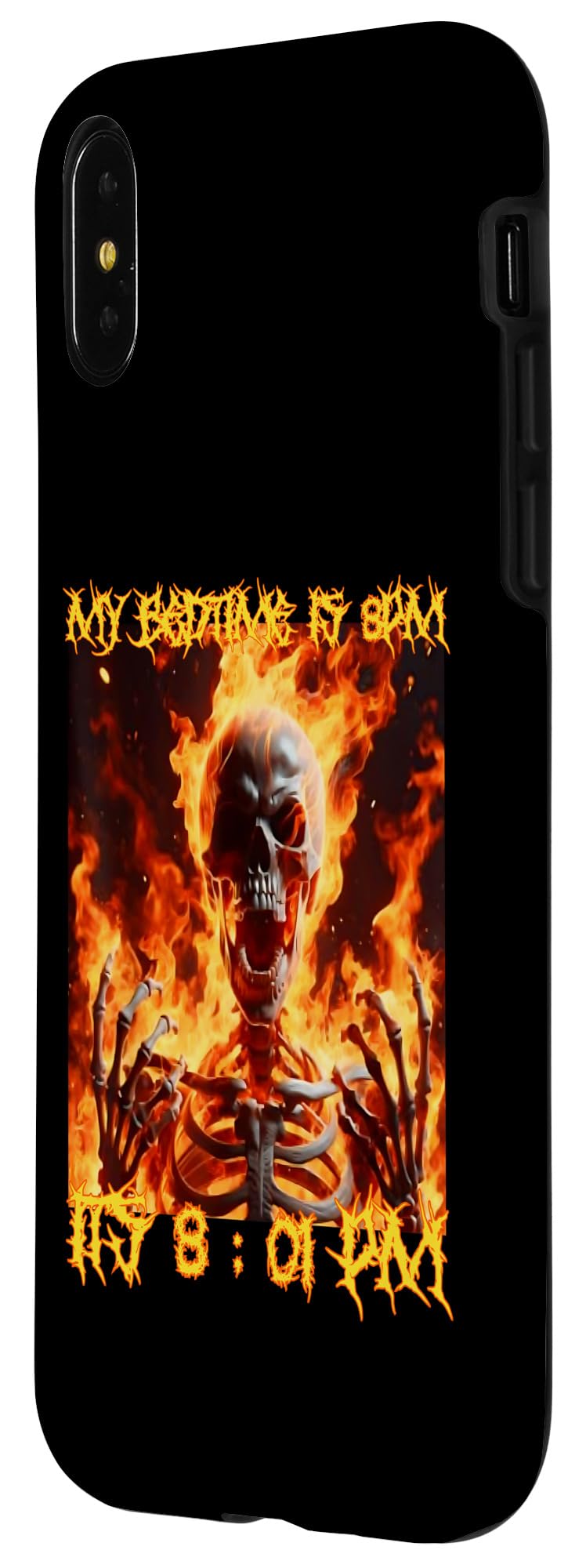 iPhone X/XS It's Past My Bedtime Funny Cringe Hard Skeleton Meme Flames Case - Image 2
