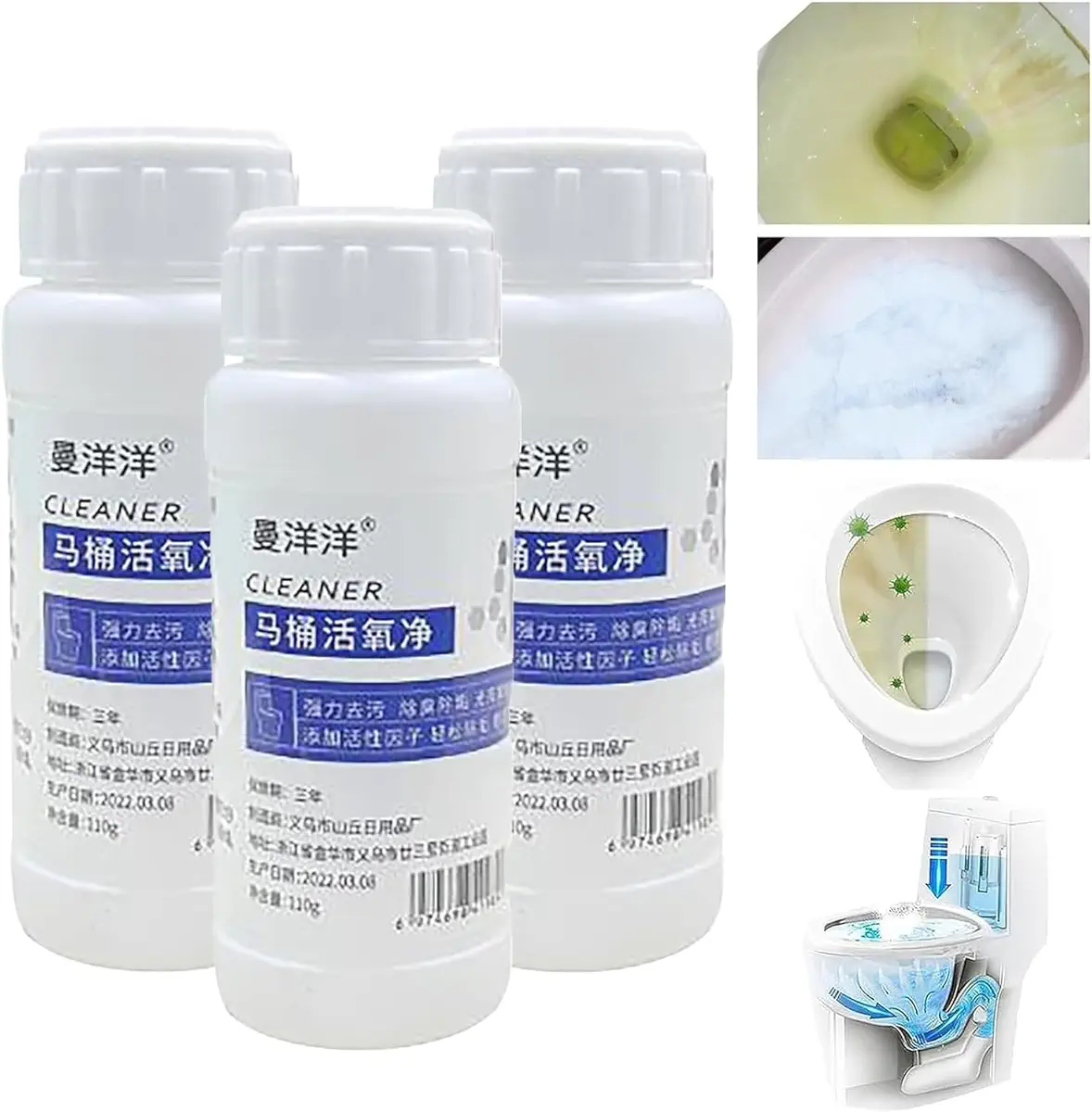 Splash Foam Toilet Cleaner Foam Powder, 2023 New Upgraded Toilet Cleaning Agent, Natural Toilet Splash Cleaner Foaming, Toilet Active Oxygen Agent, Removes Accumulation and Deep Cleans (3pcs)