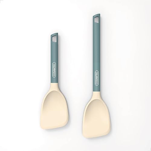 Cosamtec Espátula de silicona antiadherente Turner Fish Steak Egg Pancake Flipper con mango de nailon, juego de utensilios de cocina resistentes al