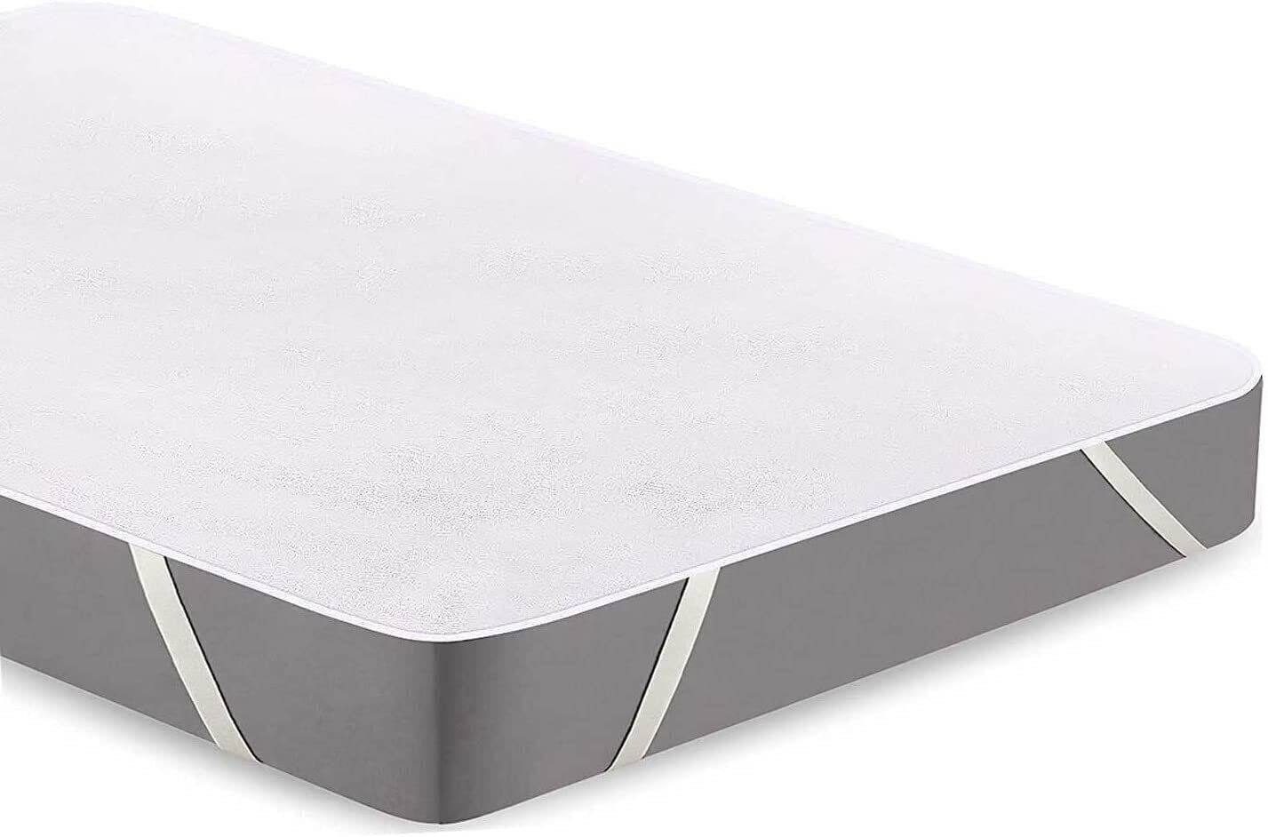 Extra Deep Terry Mattress Protector Breathable Cotton Top Mattress Cover with Elastic Corner Straps(Small Double 4Ft)
