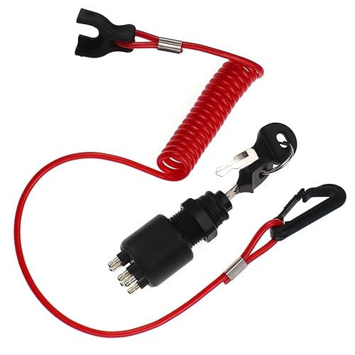 ZOOKOTO 5005801 Interruptor de encendido y conjunto de llave con cordón de seguridad para barco Johnson Evinrude 175974 para motor fueraborda