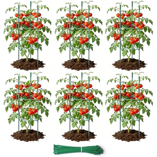 SDLDEER 6 Pack Tomato Cages for Garden Up to 48in Adjustable Tomato Cage Tomato Stakes Plant Cage for Garden Plant Support Climbing Vegetables Plants Flowers