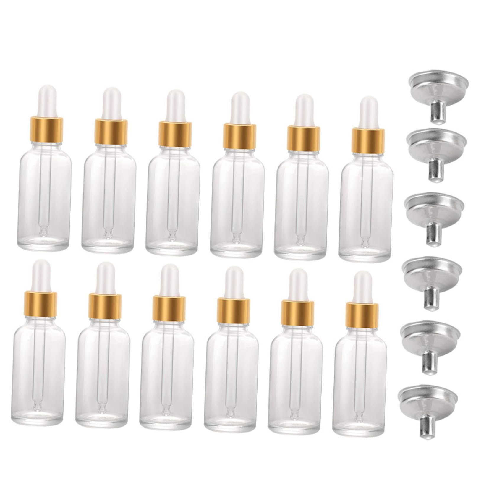UKCOCO 24 Piezas Botella De Mezcla De Aceite Esencial Frasco Cuentagotas De 2oz Dispensador De Aceite Para El Cabello Pipeta Líquido Rostro Cosmético Acero Inoxidable Vidrio Lente 2 Onzas