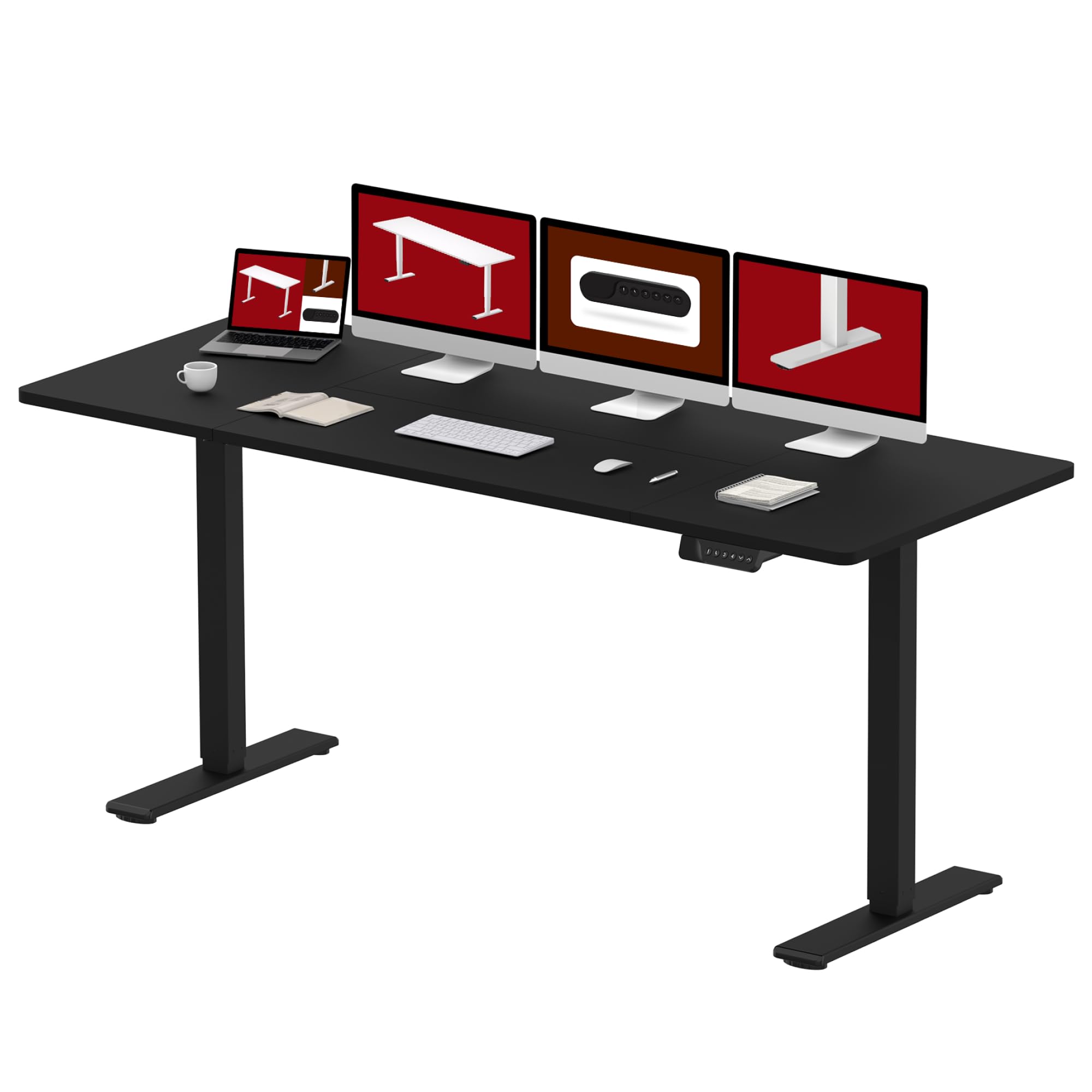 SANODESK 2 Motores Escritorio Elevable Eléctrico 180 x 80 cm con 4 Funciones de Memoria, Capacidad de 120 kg, Ideal para Oficina en Casa y Gaming (Negro)