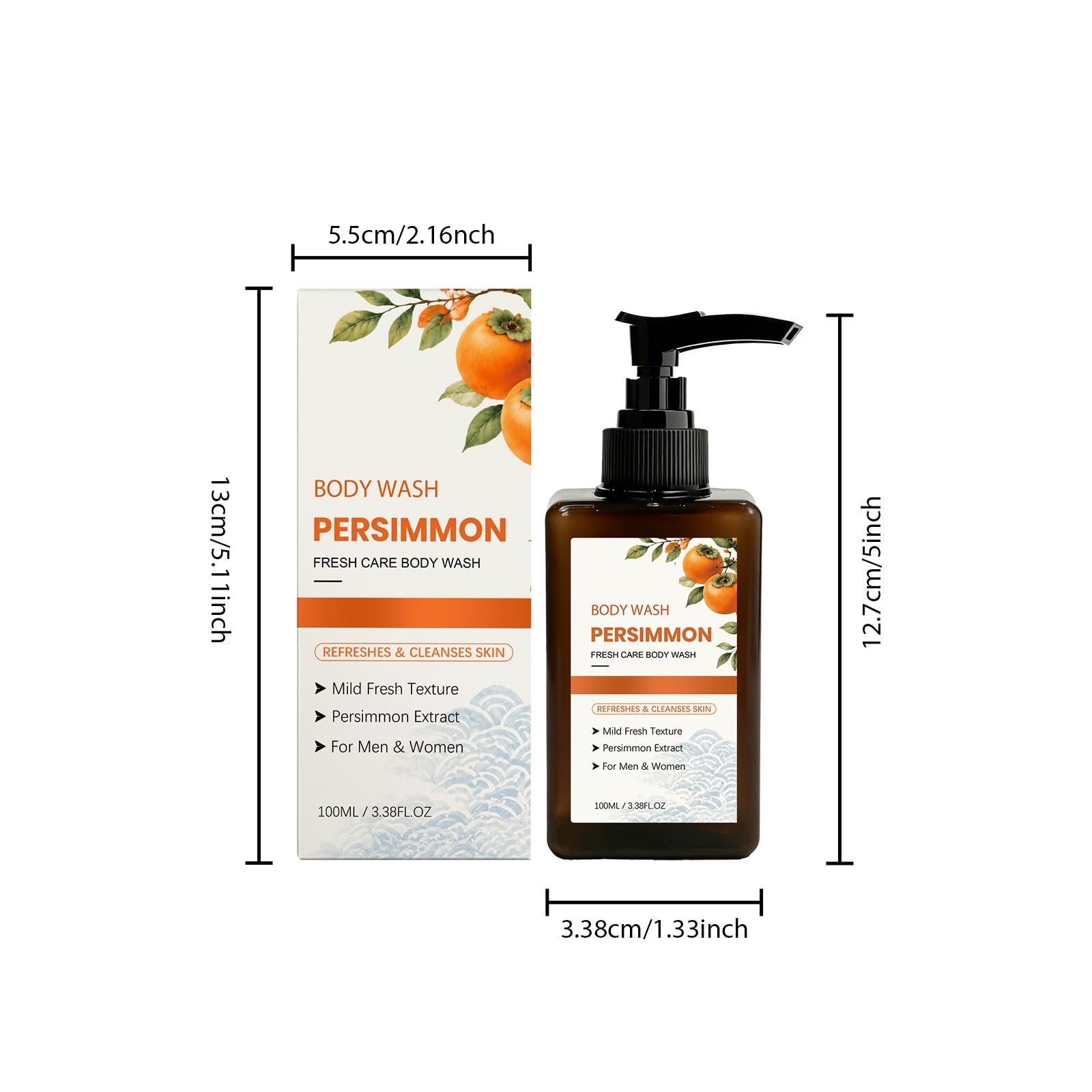 Lavaggio del corpo in cachi anziani, lavaggio del corpo sapone cachi con estratti tè verde cachi fermentati, idratante la pelle matura, sapone deodorante per corpo purificante profondo (8 pezzi)