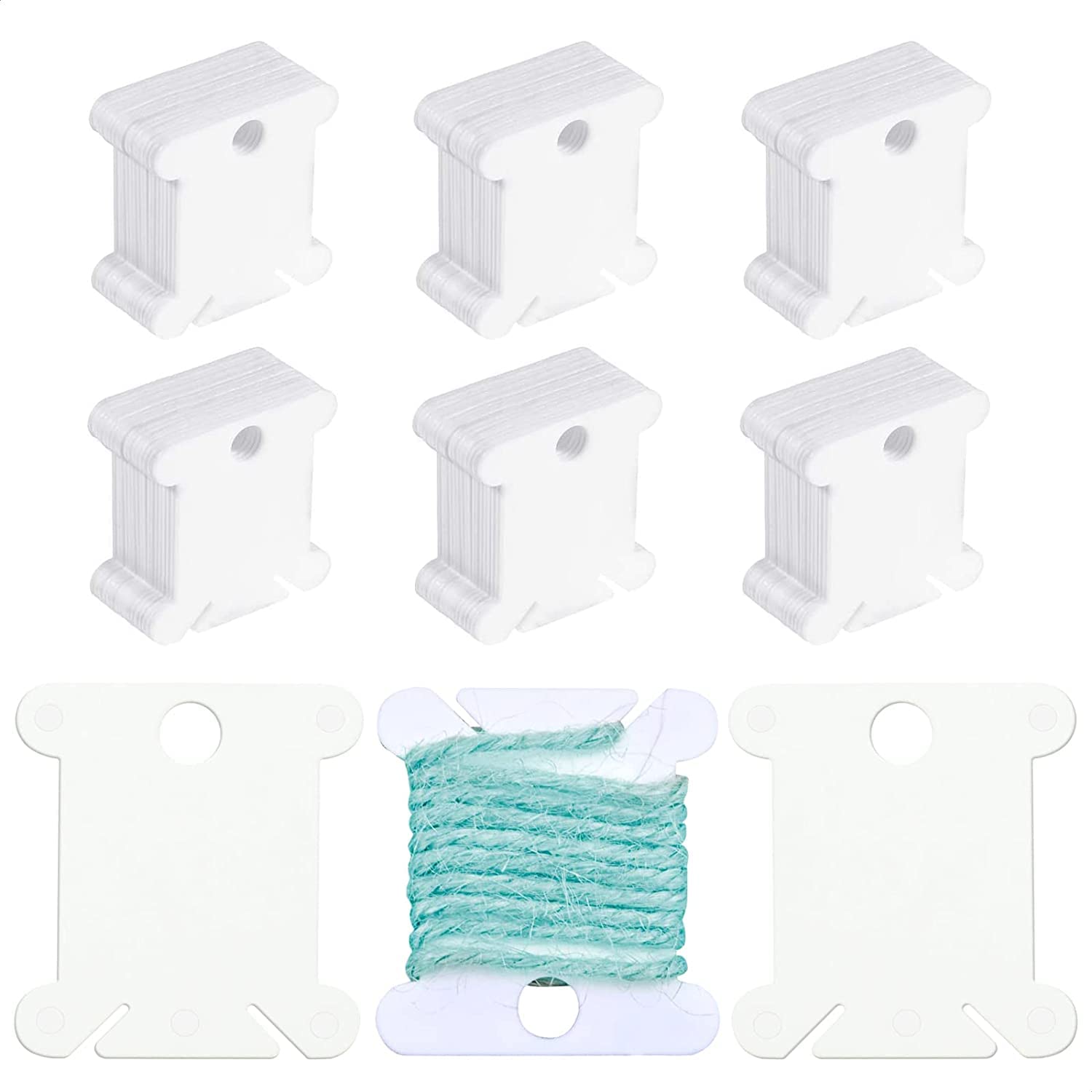 120 Pack Plastic Floss Bobbins, Plastic Thread Organizer Holder, Embroidery Thread Cards Cross Stitch Bobbin, Easily Store Needle Crafts, Used for Cross Cotton Thread Craft DIY Sewing Storage