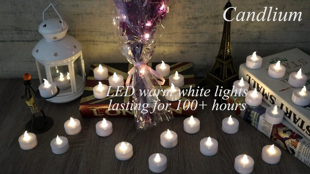 Image of LED Tea Lights with Batteries (24 Pack), 200+ Hours Long Lasting Flameless Candles for Romantic Night, Valentine's Day Decor, Wedding Table Centerpieces & Home Decor (Warm White)
