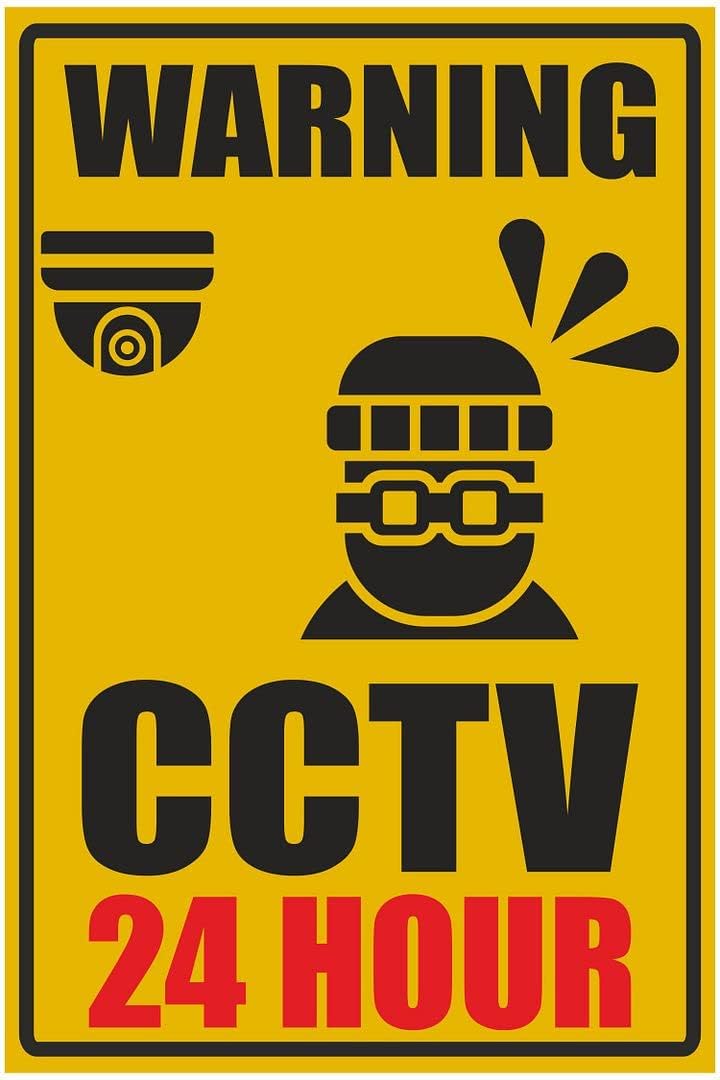 KREEPO CCTV Warning 24 Hours for Security Self-Adhesive Vinyl Sticker Decal_2pcs