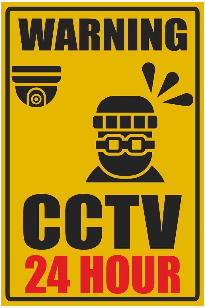 KREEPO CCTV Warning 24 Hours for Security Self-Adhesive Vinyl Sticker Decal_2pcs