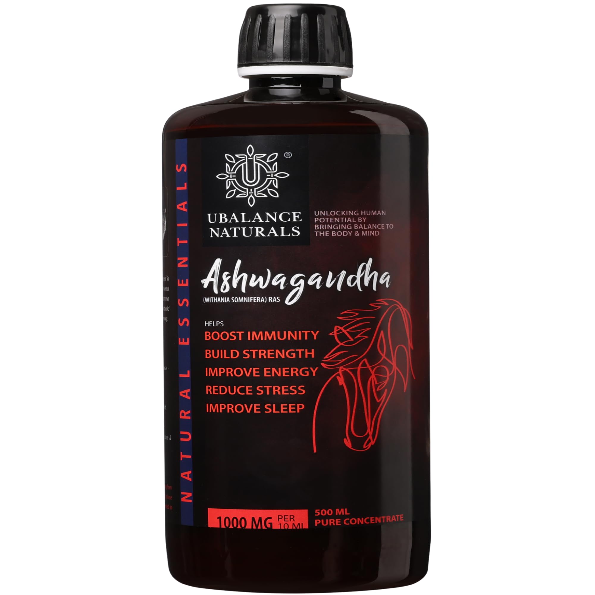 (1000 mg) Veg Liquid Ashwagandha Supplement | Extra Strength Pure Root Extract | Fast-Absorbing Ashwagandha for Strength, Sleep, Stamina, Focus & stress relief (250ml)