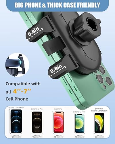 Phone Mount For Car, Large Rear Mirrors Friendly, Rear View Mirror Phone Holder, Upgraded 4 Clip More Stable, 360° Rotatable And Retractable Car Phone Holder Fit All Mobiles & Fits Bigger Vehicle. #TOP3