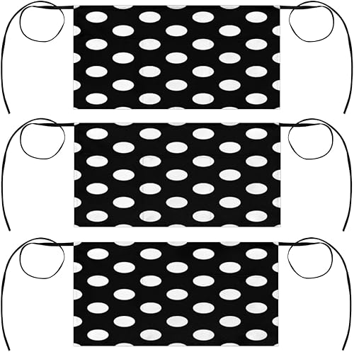 White Dot 3 Pack Server Aprons with 3 Pocket Waterproof Womens Half Waist Aprons for Cooking Dishwashing Kitchen Gardening Salon