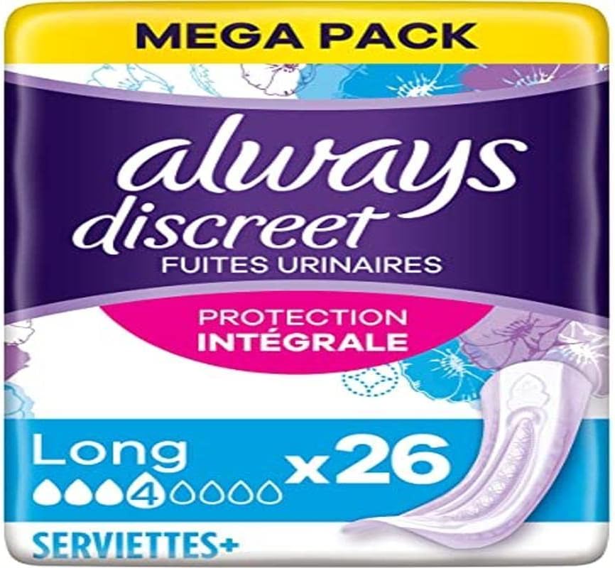 Always Discreet 26 Women's Incontinence Pads Long 4 Drops Absorbent