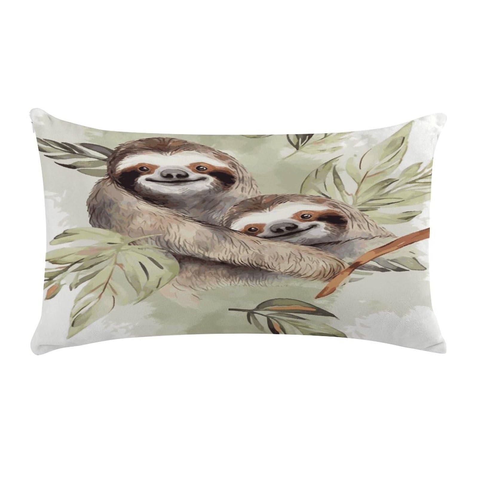LDGSUPH Watercolor Sloth Throw Pillow Cover with Zipper Long Throw Pillow Case Anti-Fading Pillow Protector Super Soft Decorative Cushion Case Exquisite Plush Pillowcase12 X 20 in