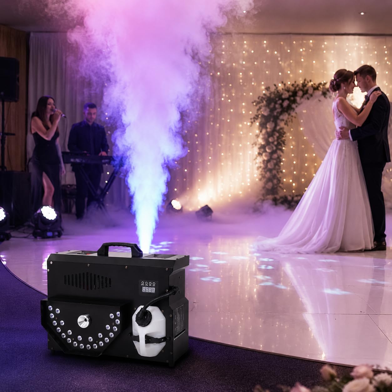 3500 W macchina portatile della nebbia, generatore di atmosfera LED ad angolo regolabile per eventi, matrimoni, bar, feste - crea l'effetto palcoscenico perfetto