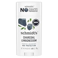 SCHMIDT'S Natural Deodorant Stick 75g, Charcoal & Magnesium, 24 Hour Protection, Vegan & Cruelty Free