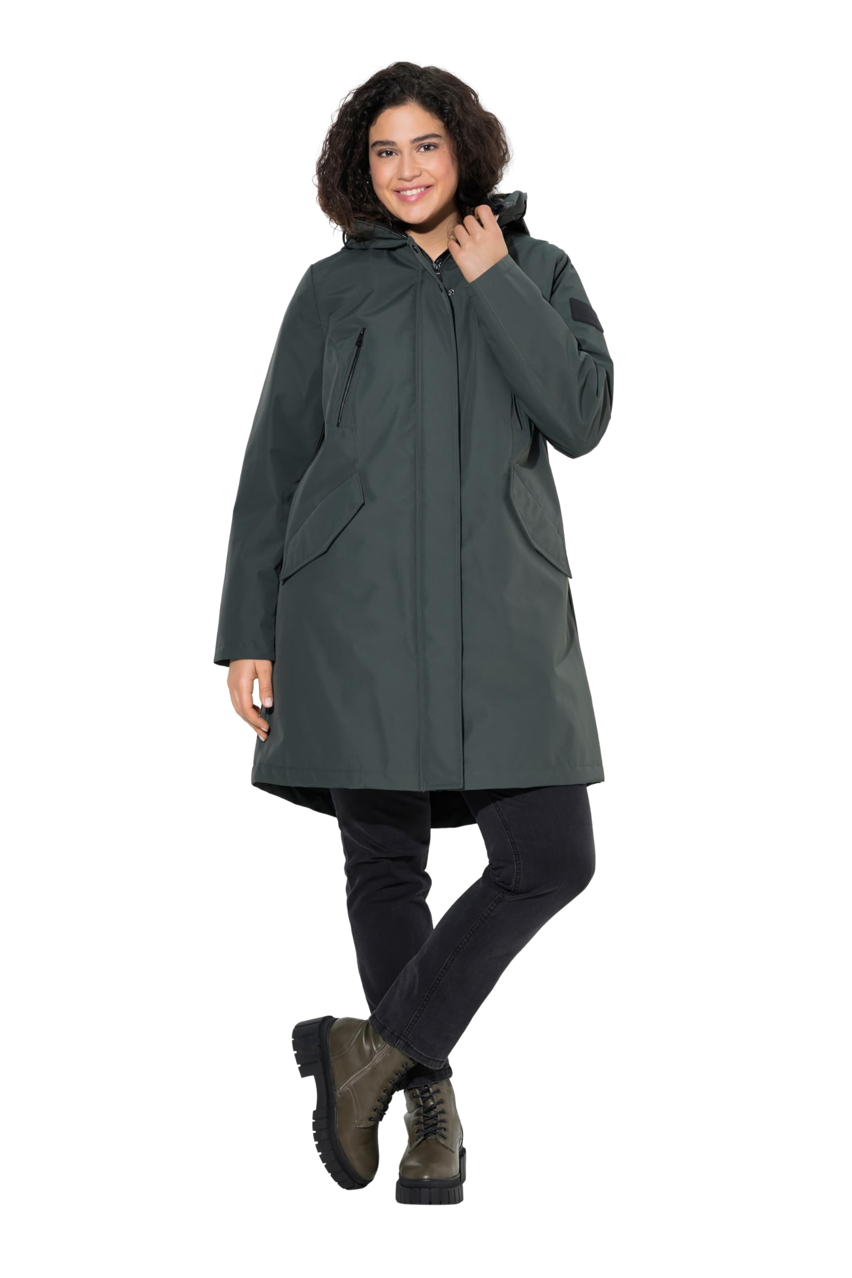 Ulla Popken Damen große Größen Übergrößen Plus Size HYPRAR Funktionsjacke, wasserabweisend Kapuze 842014
