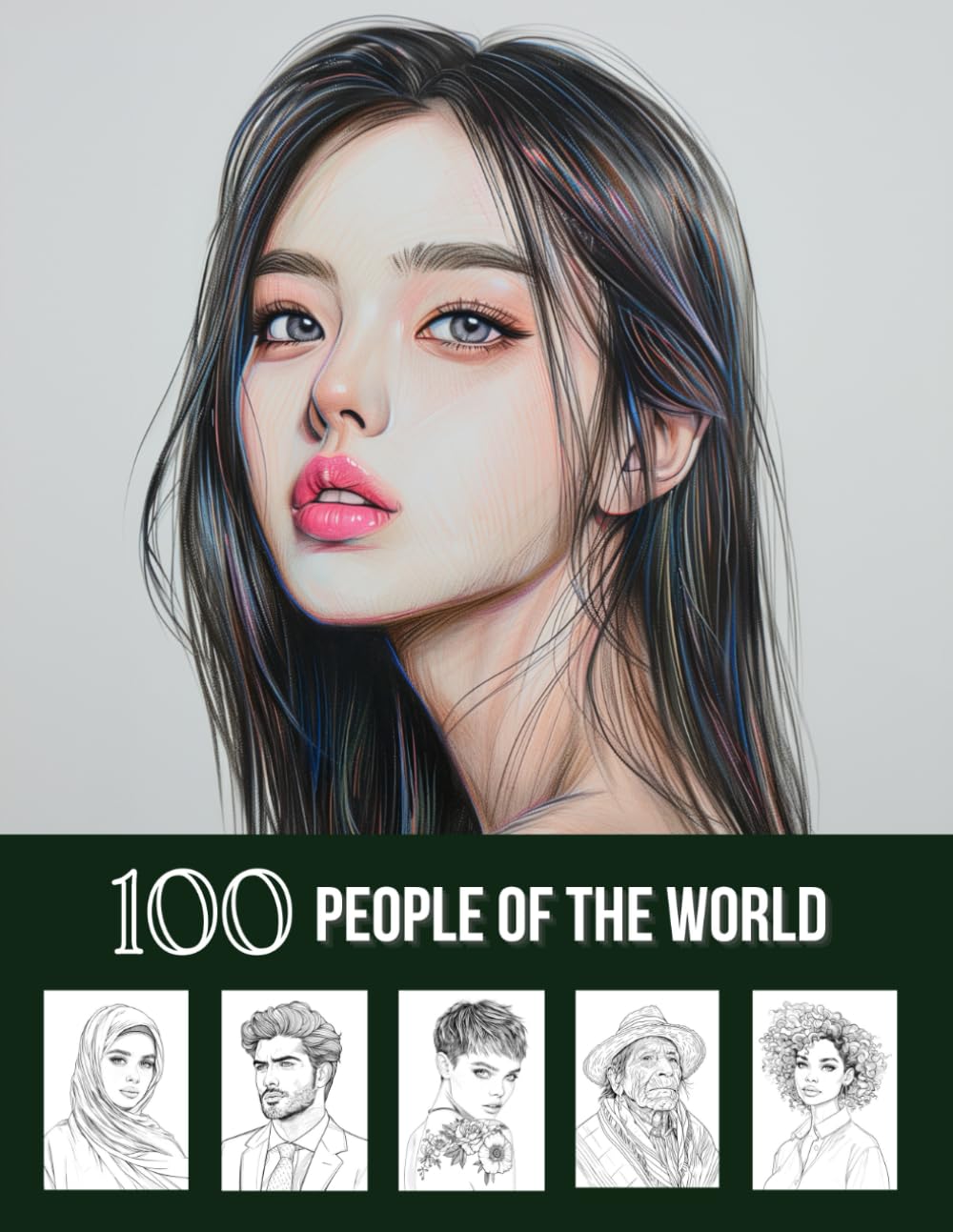 100 People of the World, A Coloring Activity Book for Teens, Adults & Seniors: Realistic Grayscale Drawings of Cute, Beautiful & Diverse Human Faces — ... A journey of creativity across continents.)