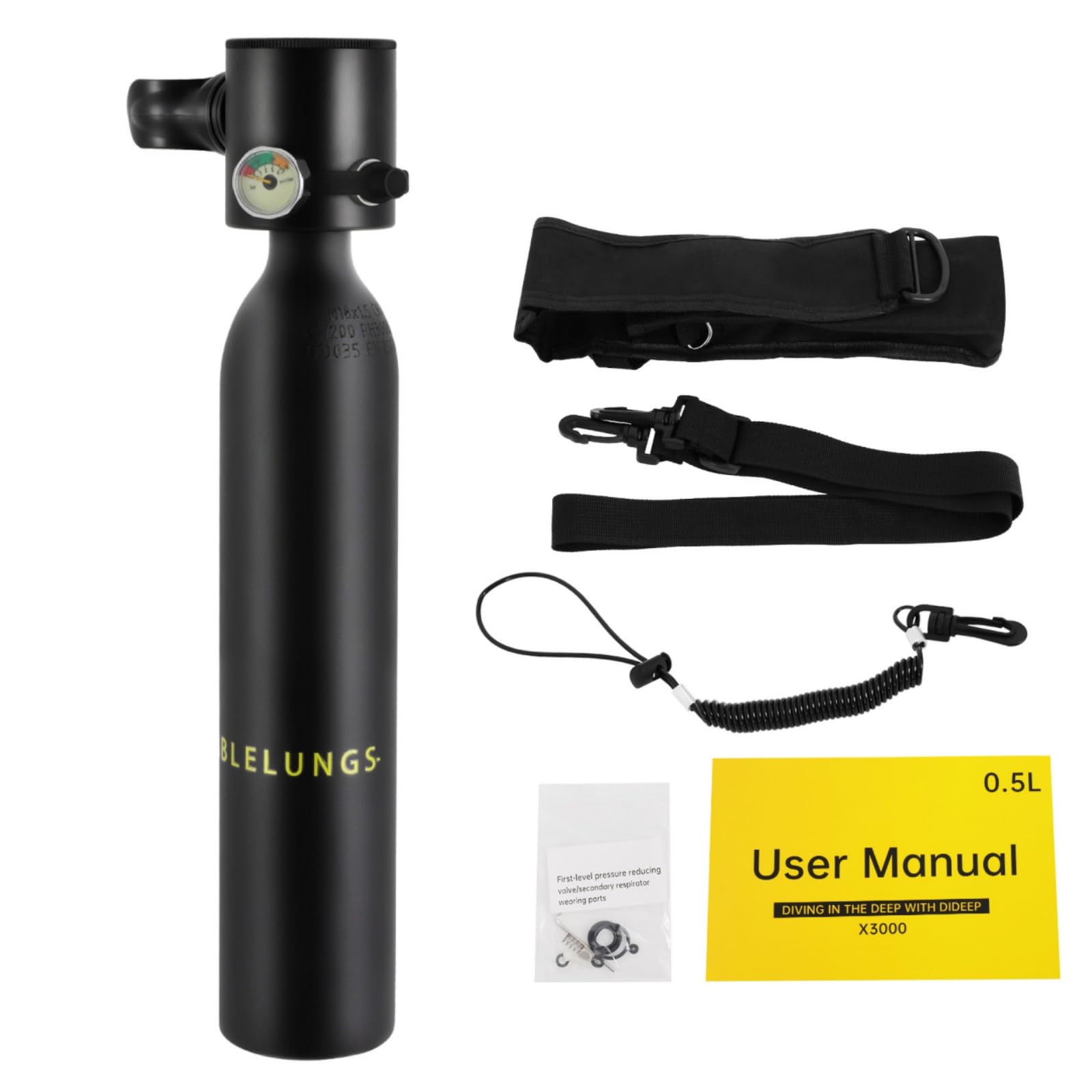 ZERNEIL 0.5L Mini Scuba Tank for Diver Mini Diving Tank, Underwater Device Diving Oxygen Cylinder with 5-10 Minutes Dive Time Inflatable Scuba Professional Diving Tank Kit for Underwater Exploration