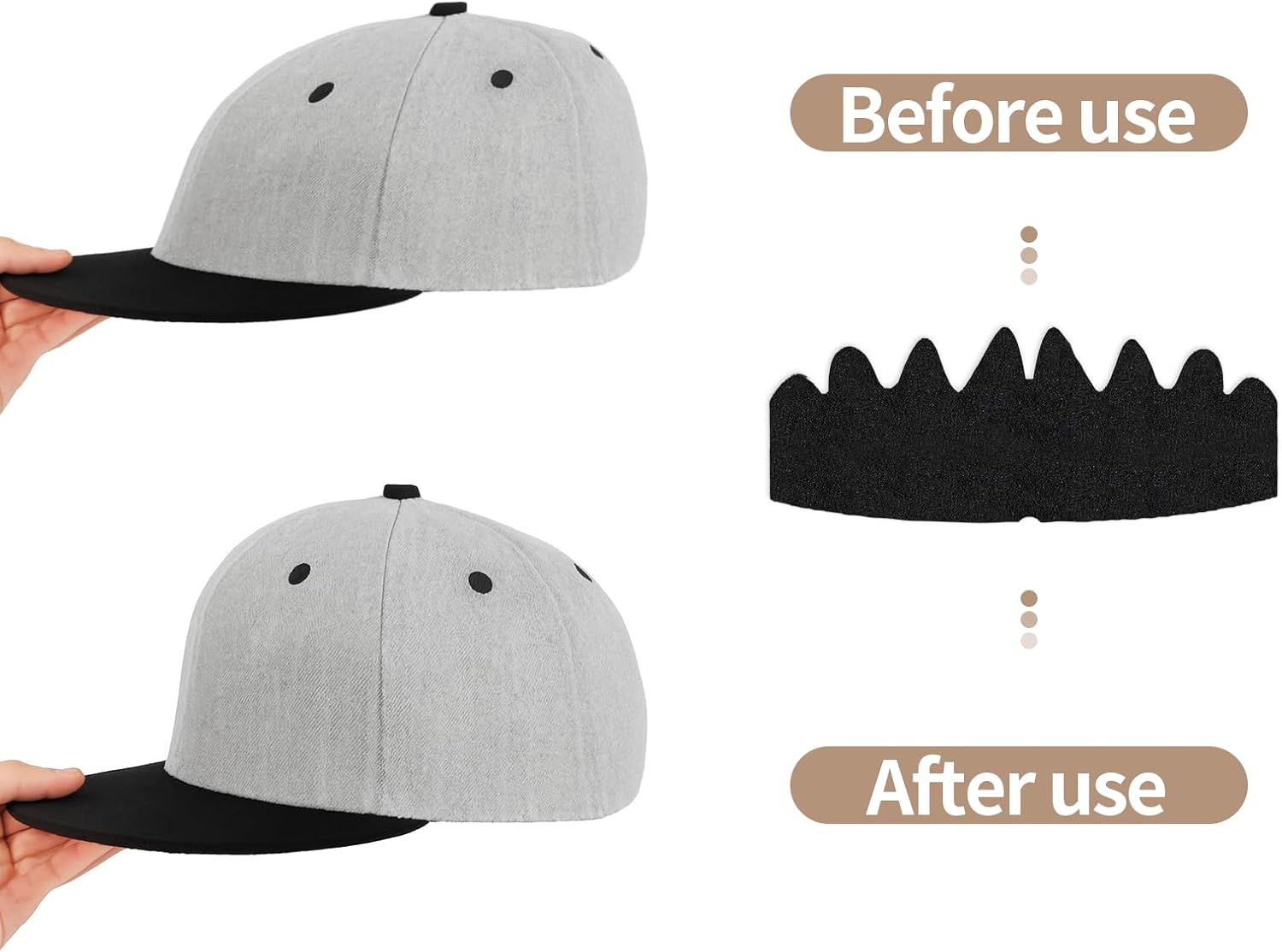 20 PCS Baseball Caps Inserts, Felt Reusable & Washable hat liners sweat protection,sweat liners for baseball caps,hat shaper, hat insert to keep shape, golf hat sweat liner(Black & White)