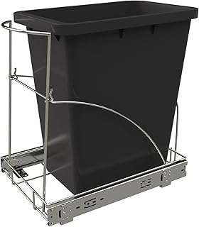 Pull Out Trash Can Under Cabinet,Under Sink Heavy Duty ，Roll-Out Sliding Adjustable Rack for Kitchen ,Chrome (Trash Can Not Included)