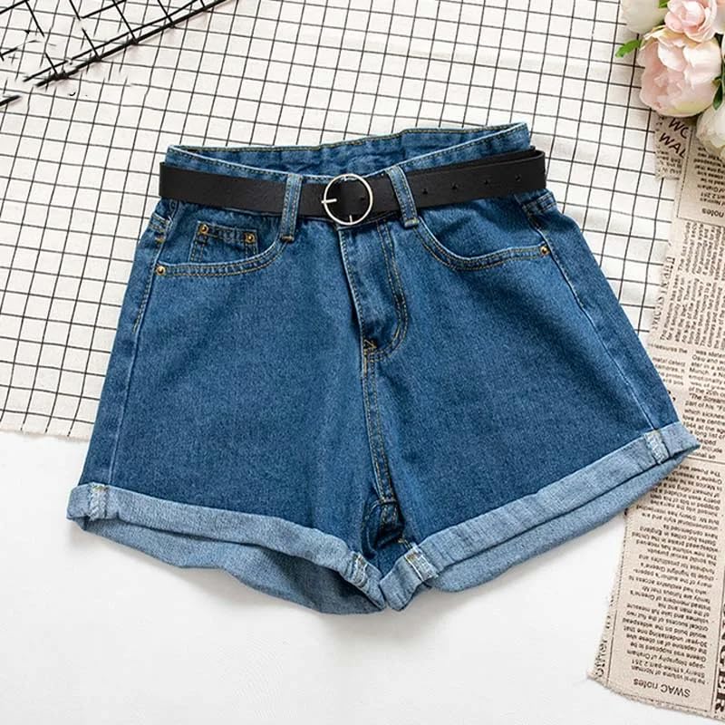 Pantalones cortos de mezclilla casuales para mujer, cintura alta, pantalones cortos de verano, gris oscuro, M