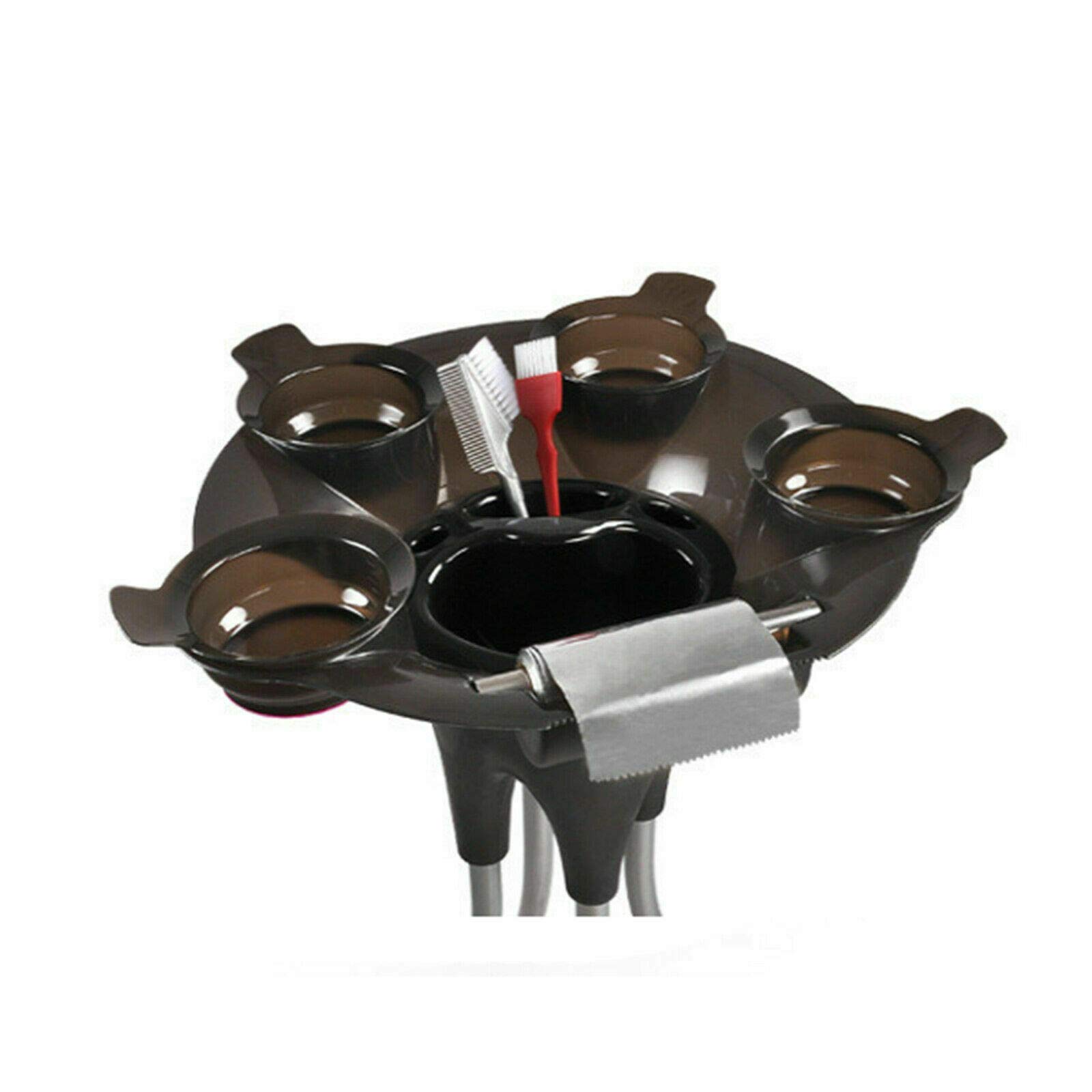 OUKANING 5 Kg Carrello Parrucchiere Portatile Di 4 Ciotole Coloranti, Nero, Ferro + ABS