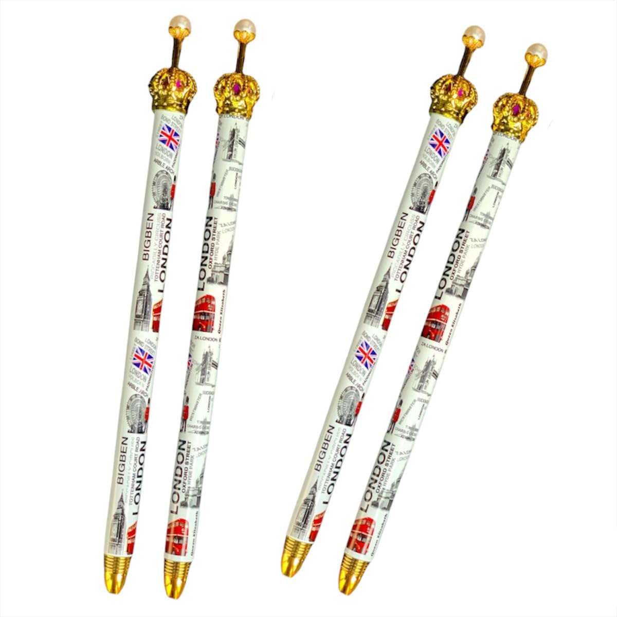 Set of 4 London Crown Pens - London Street Name Pen - London Landmark Icon Pen - British Queen Pen - England Icons Crown Pen Big Ben Tower Bridge Pen - Image 3