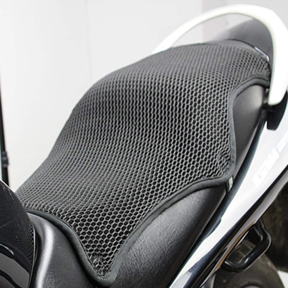Motorcycle Cool Seat Cover, Heat Insulation Sunscreen Cushion Non-Slip 3D Breathable Mesh Seat Sun Pad, Motorbike Seat Protector Mat(XL)